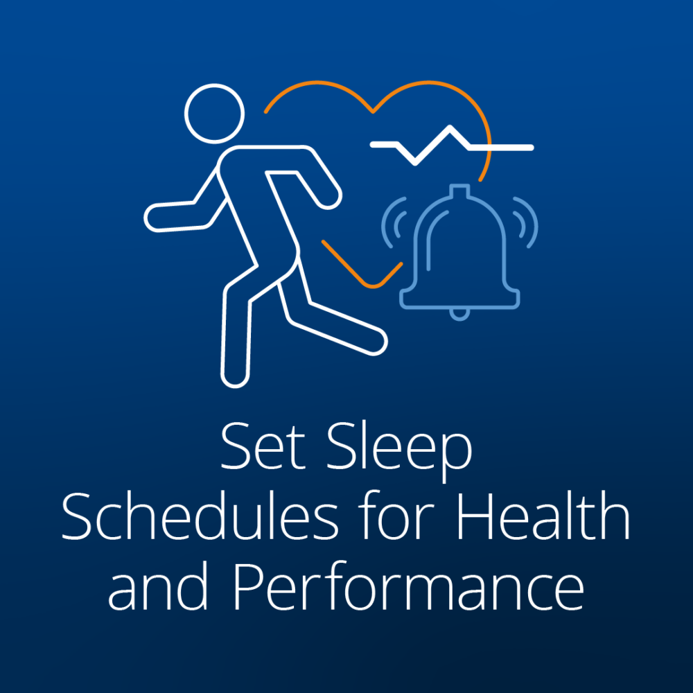 A graphic with text about setting sleep schedules